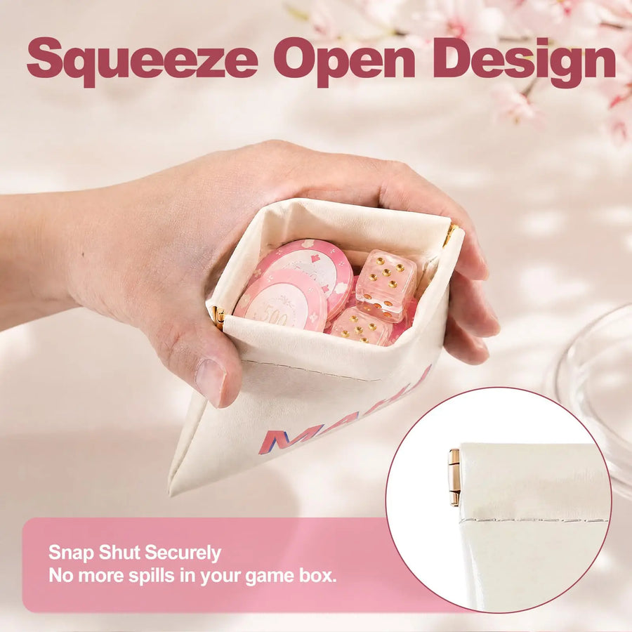 Mahjong Dice Set with Mini Dice Pouch, Pink Crystal Dice for 4 Players, view 5