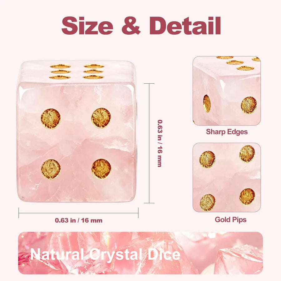Mahjong Dice Set with Mini Dice Pouch, Pink Crystal Dice for 4 Players, view 4