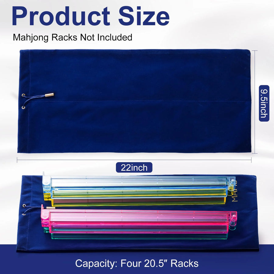 American Mahjong Rack Storage Bag, Fits 4 Racks, 2 Compartments, Polyester Velvet Drawstring Pouch, view 2