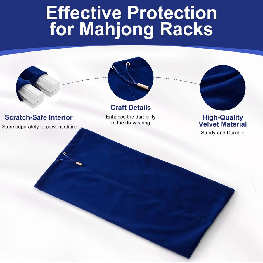 American Mahjong Rack Storage Bag, Fits 4 Racks, 2 Compartments, Polyester Velvet Drawstring Pouch, view 3