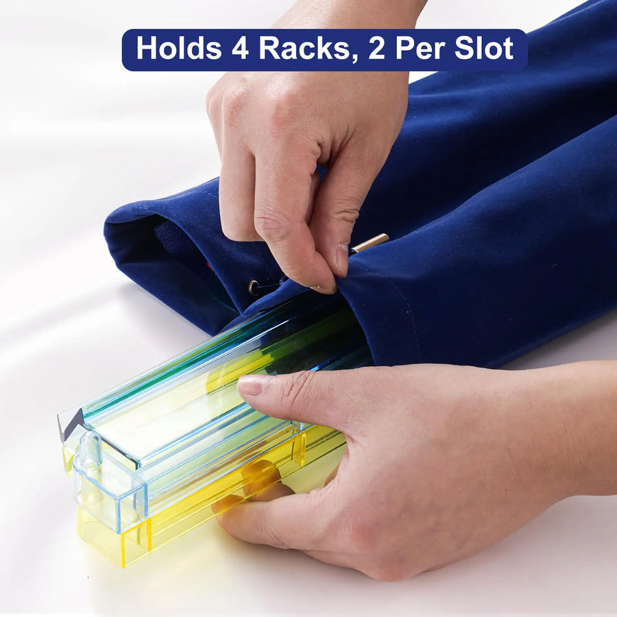 American Mahjong Rack Storage Bag, Fits 4 Racks, 2 Compartments, Polyester Velvet Drawstring Pouch, view 6