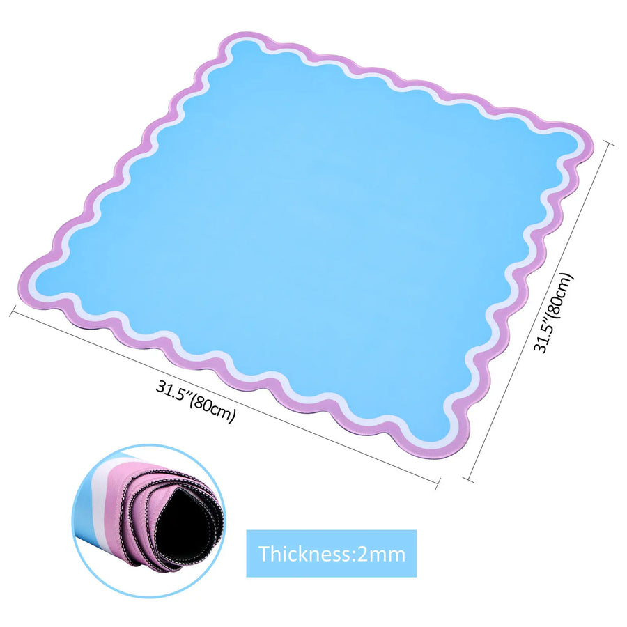 American Mahjong Mat, Foldable Portable Rubber Table Mat, Blue Wave Design, view 4
