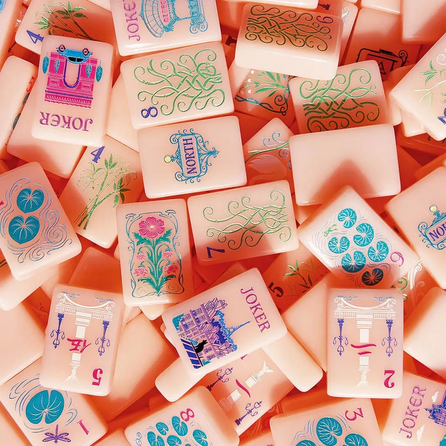 American Mahjong Set, 166 Carved Acrylic Tiles for 4 Players, Modern Design