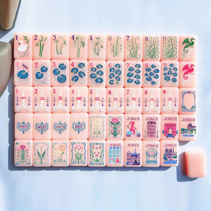 American Mahjong Set, 166 Carved Acrylic Tiles for 4 Players, Modern Design, view 2