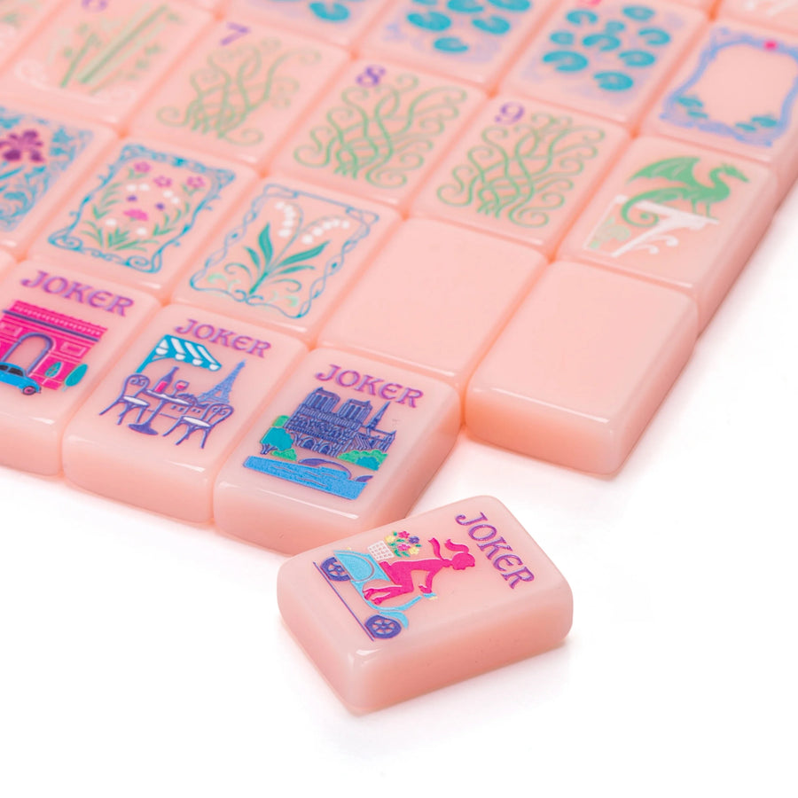 American Mahjong Tiles, 160 Pieces, Single Layer Engraved Acrylic, Soft Pink, view 4