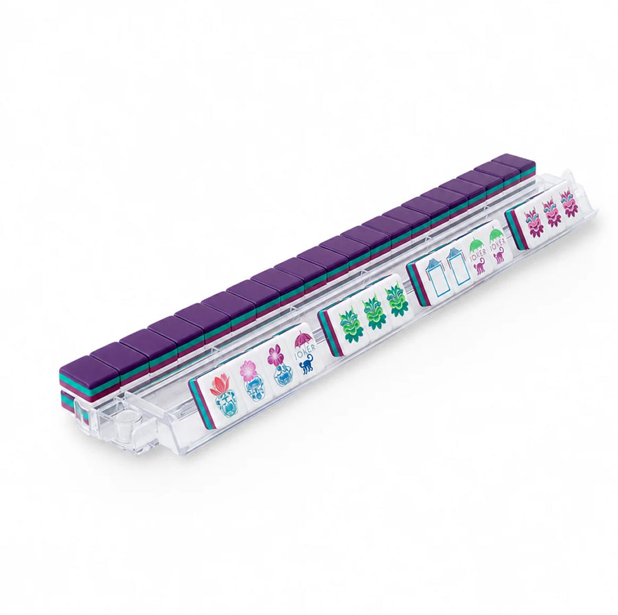 American Mahjong Set, 166 Tiles, 4 Layer Acrylic, Purple with Umbrella Monkey Joker, view 2