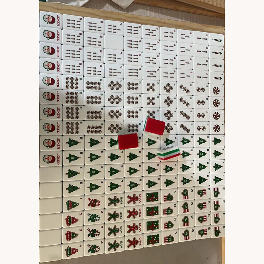 American Mahjong Tiles, Christmas Red 4 Layer Acrylic, Holiday Design