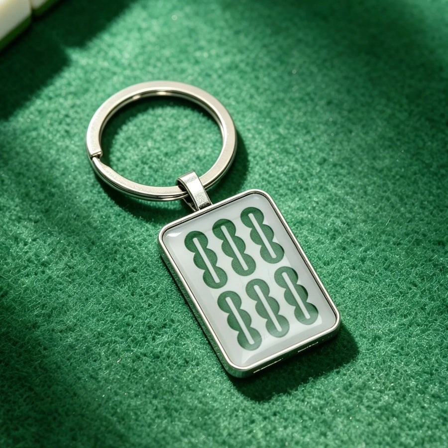 Mahjong Tile Keychain, Stainless Steel, Waterproof, for Bag or Backpack