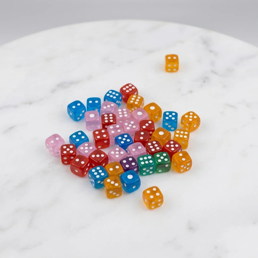 Mahjong Dice, Set of 4, 16 mm (0.63 Inch) Transparent Multicolor Acrylic Cube Dice, view 6