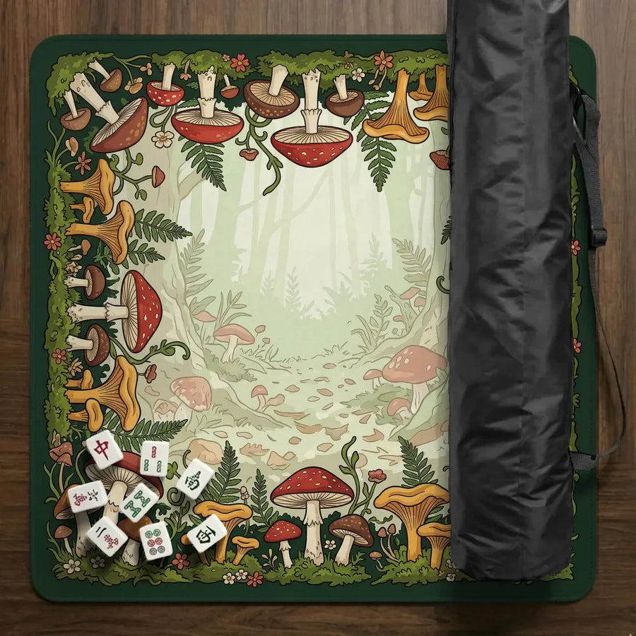 American Mahjong Mat with Storage Bag, Neoprene, Non-Slip, Noise Reducing, Koi Fish and Lotus