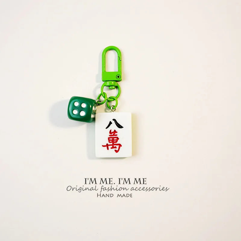 Mahjong Keychain, Red Medium Size Bag Pendant and Car Key Chain for Men and Women, view 9