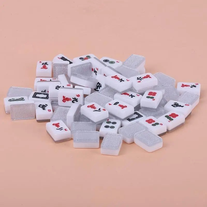 American Mahjong Tile Set, 166 Pieces, 30 mm Glitter Gold Acrylic, Classic Dot and Bird Print, view 6