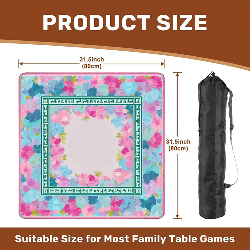 Mahjong Mat for 4 Players, Rubber, Non-Slip, Noise Reducing, Easy Care Table Cloth, view 3