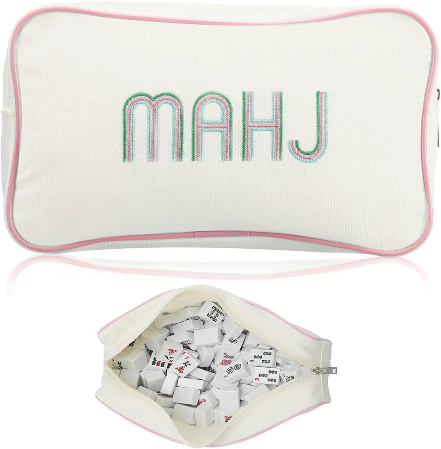 Mahjong Tile Storage Bag, Foldable Canvas, Large Capacity Carrying Case, Multicolor, view 8