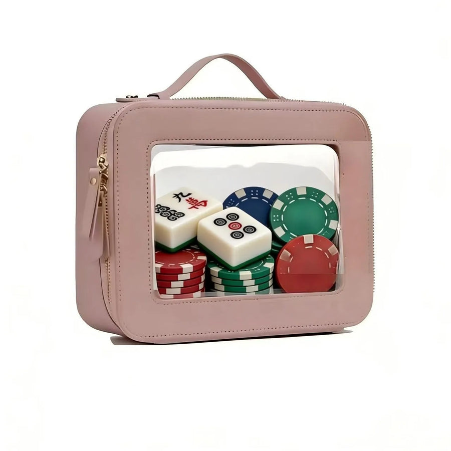 Mahjong Travel Case, Portable Storage Bag with Clear PU Cover, view 4