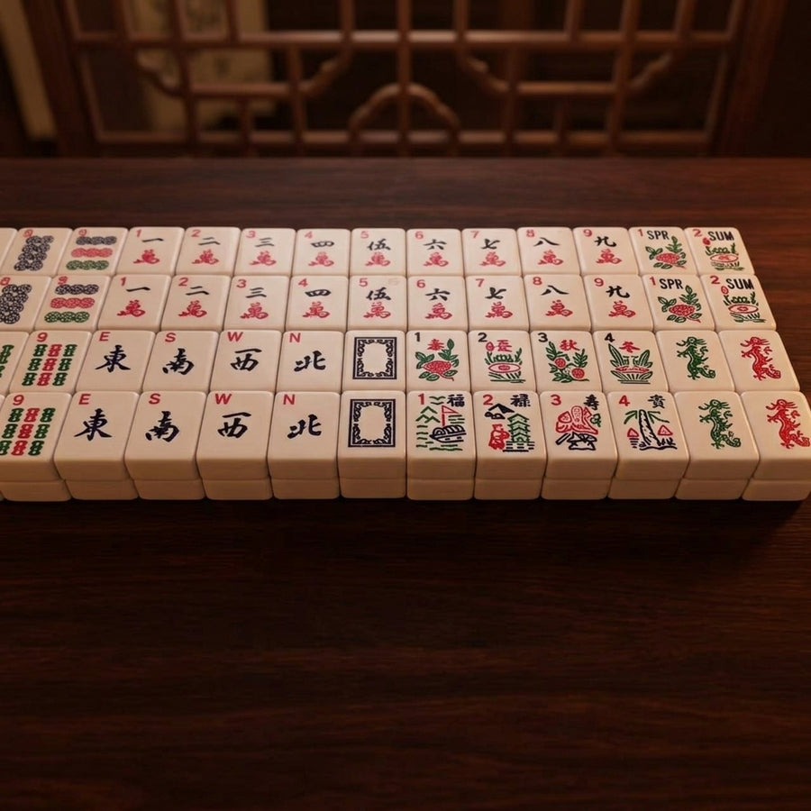 American Mahjong Set, 166 Melamine Tiles, Portable PVC Color Box, view 6