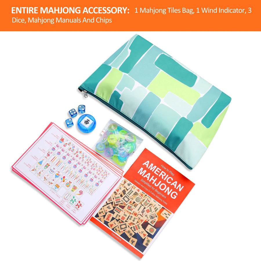 American Mahjong Set, 160 Engraved Melamine Tiles with Travel Bag and Dice, Rose Red Happy Birthday, view 5