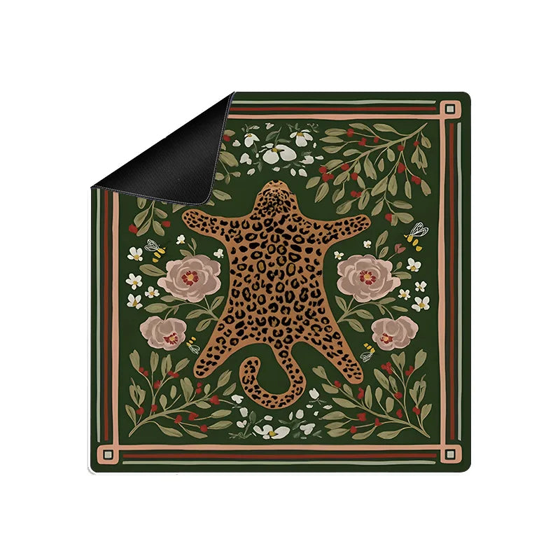 Mahjong Mat, 33 Inch Neoprene, Pink Leopard and Tiger Jungle Animal Print, view 7