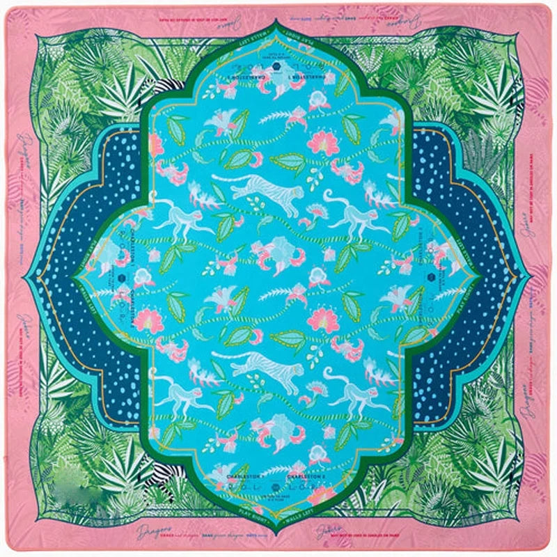 Mahjong Mat, Foldable Waterproof Neoprene, Non-Slip, Quiet, Modern Chinoiserie Lantern Print, view 4