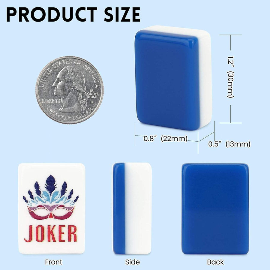 American Mahjong Set with Foldable Travel Case, Engraved Acrylic Tiles, White and Blue, view 3