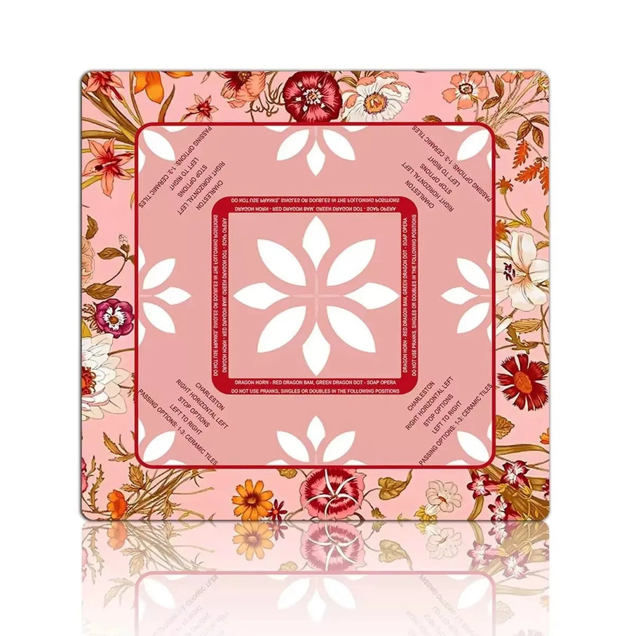 American Mahjong Mat with Storage Bag, Square Rubber, Non-Slip, Noise Reducing, Pink Bow, view 8