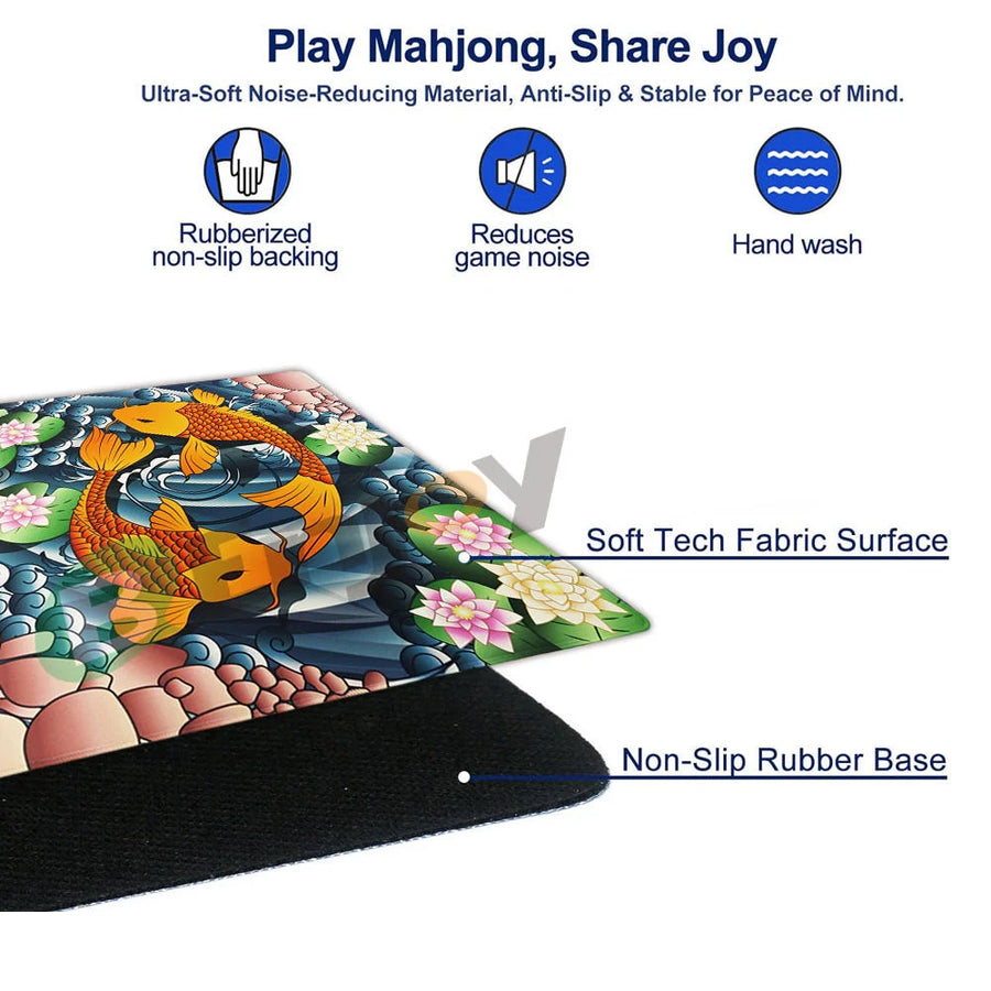 American Mahjong Mat, Foldable Waterproof Rubber, Koi Fish Design, view 4