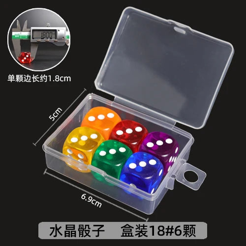 Mahjong Dice, Transparent Multi-Color Crystal Acrylic Square Dice, Boxed