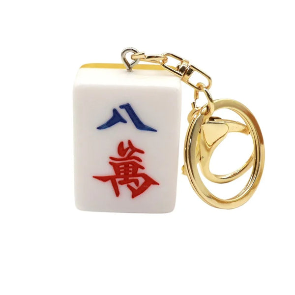 Mahjong Keychain, Acrylic Pendant for Bags and Car Keys, Engraved and Printed