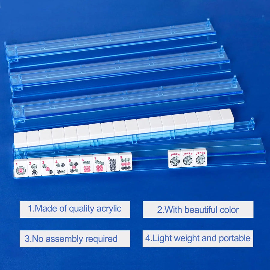 Mahjong Push Racks, 2-in-1 Rack and Pusher, Magnetic Plastic, Minimalist Design, Blue, view 4