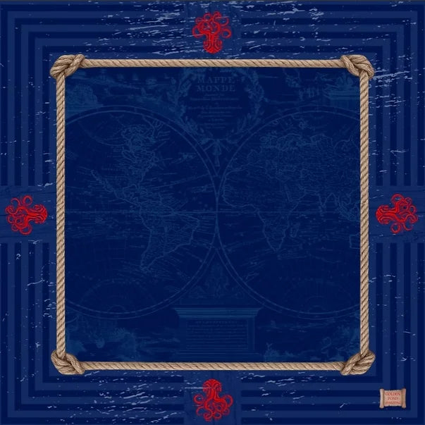 Mahjong Mat for Game Nights, Rubber, Snow Leopard with Blue Floral Accents, view 5