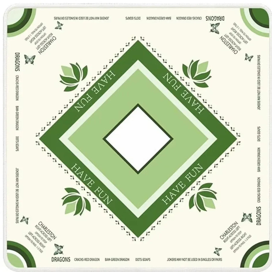 American Mahjong Mat with Charleston Markings and Bag, Square Rubber, Non-Slip, Noise Reducing