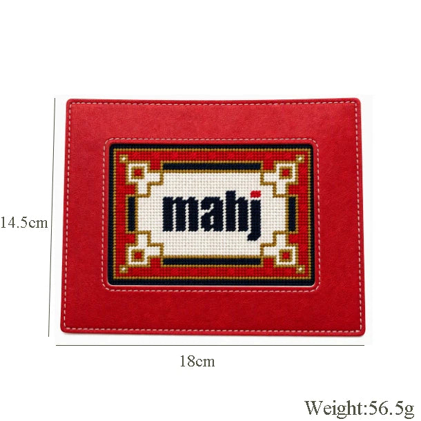Self-Finishing Needlepoint Mahjong Card Holder, PU Leather, DIY Embroidery, with Sticker, view 9