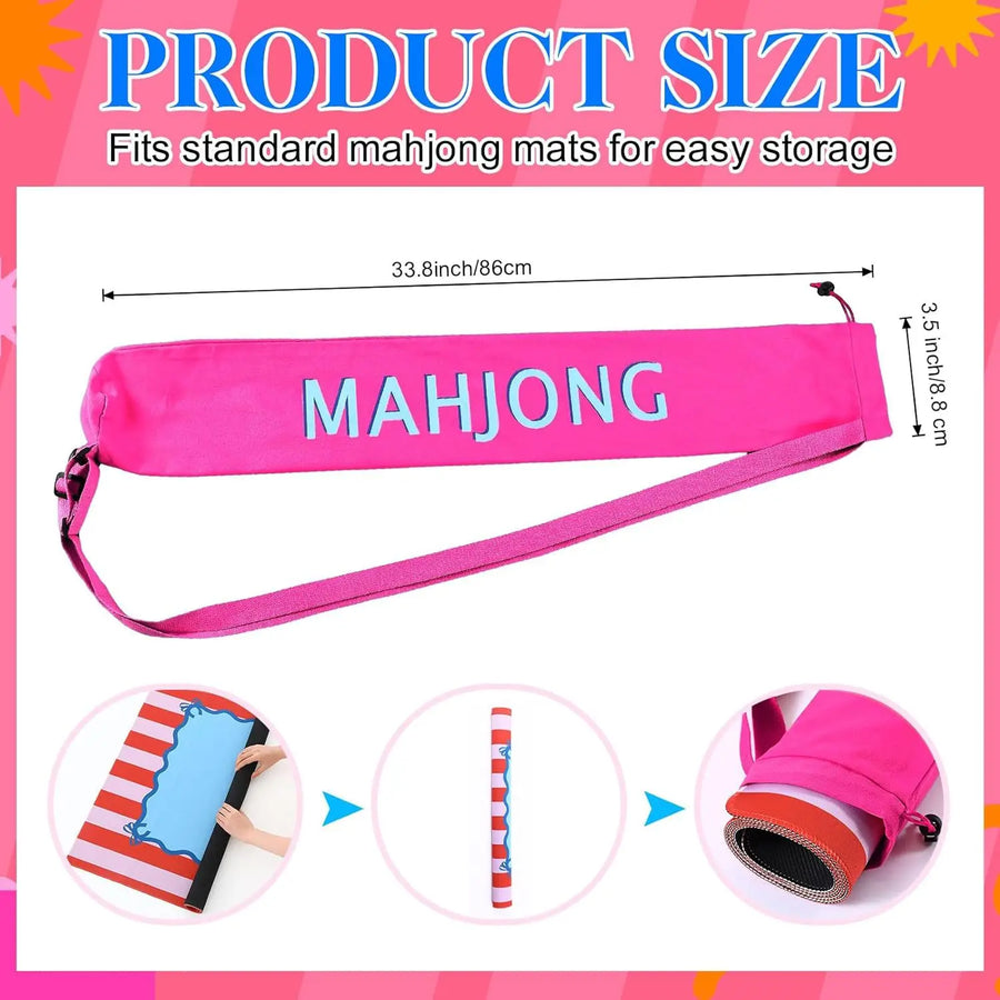 Mahjong Storage Tote Bag, Large Capacity Lightweight Canvas Tote for 4 Players, view 4