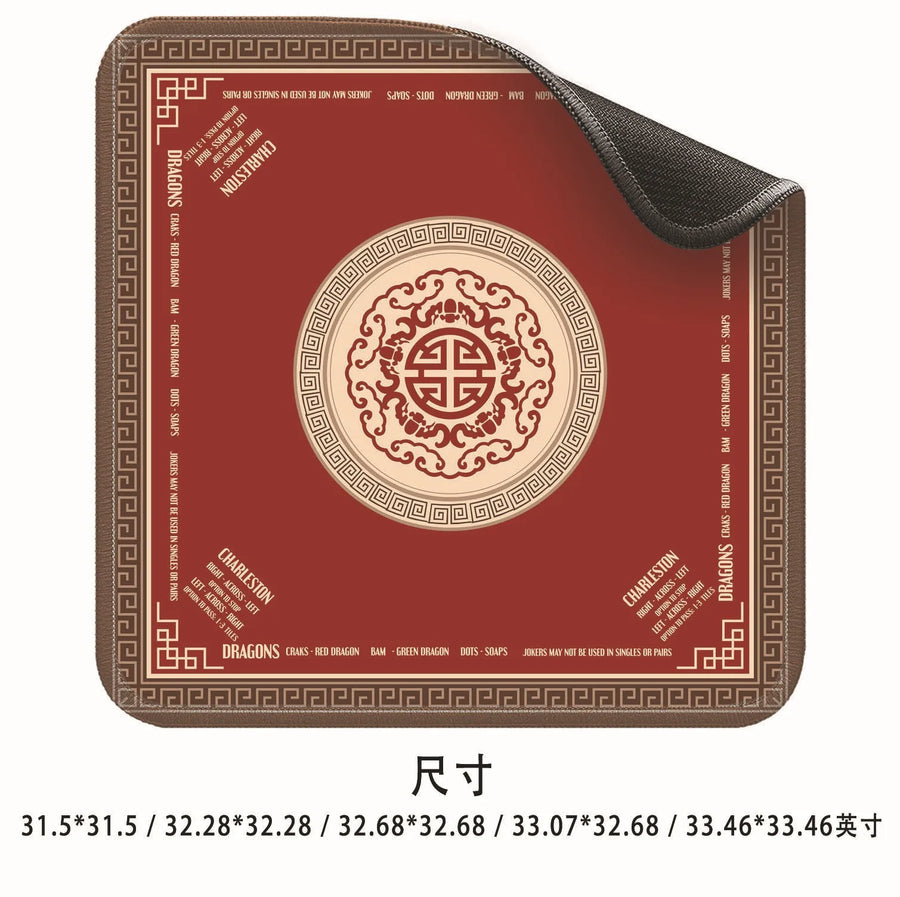 American Mahjong Mat with Printed Game Layout, Stitched Edge Square Natural Rubber, Non-Slip, view 2