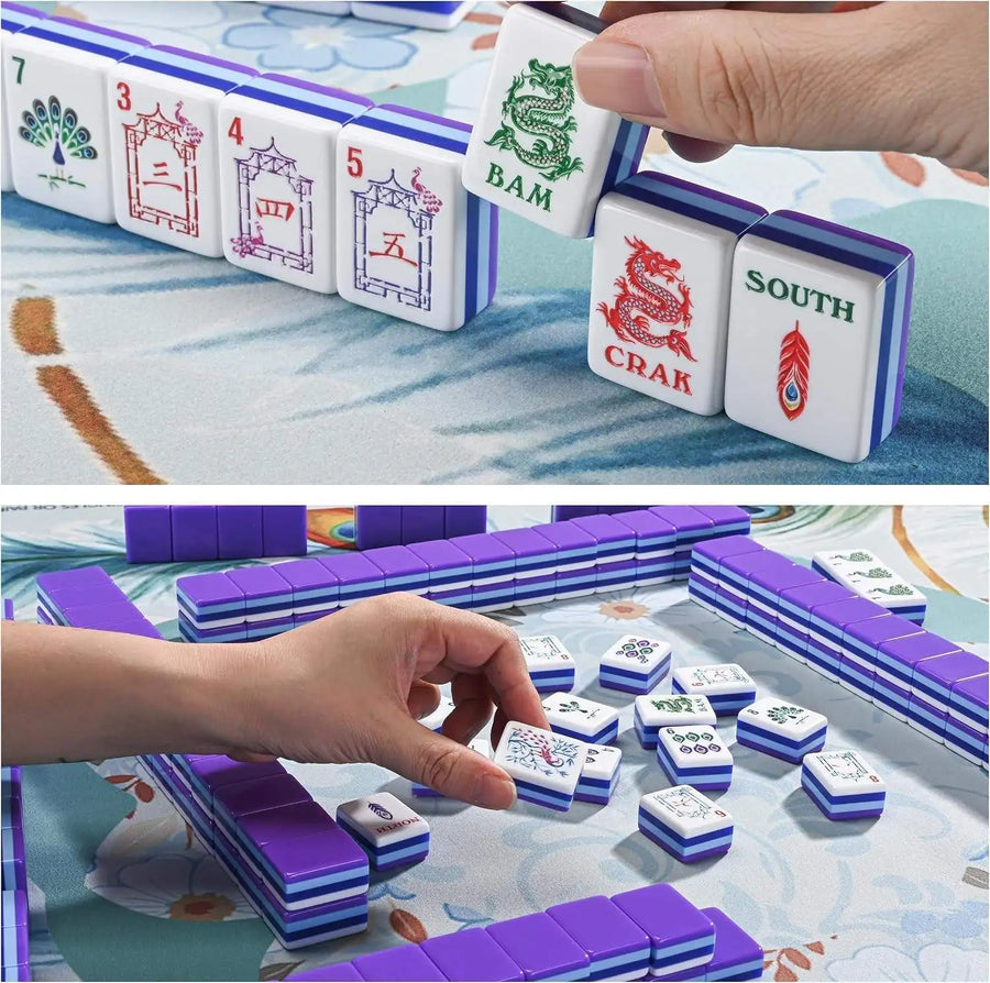 American Mahjong Set, 160 Engraved Acrylic Tiles, Hand Rubbed, Portable, view 5