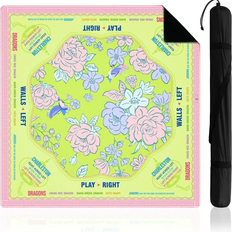 Mahjong Mat, Thickened Natural Rubber, Quiet, Non-Slip, Waterproof, Floral Design, view 5