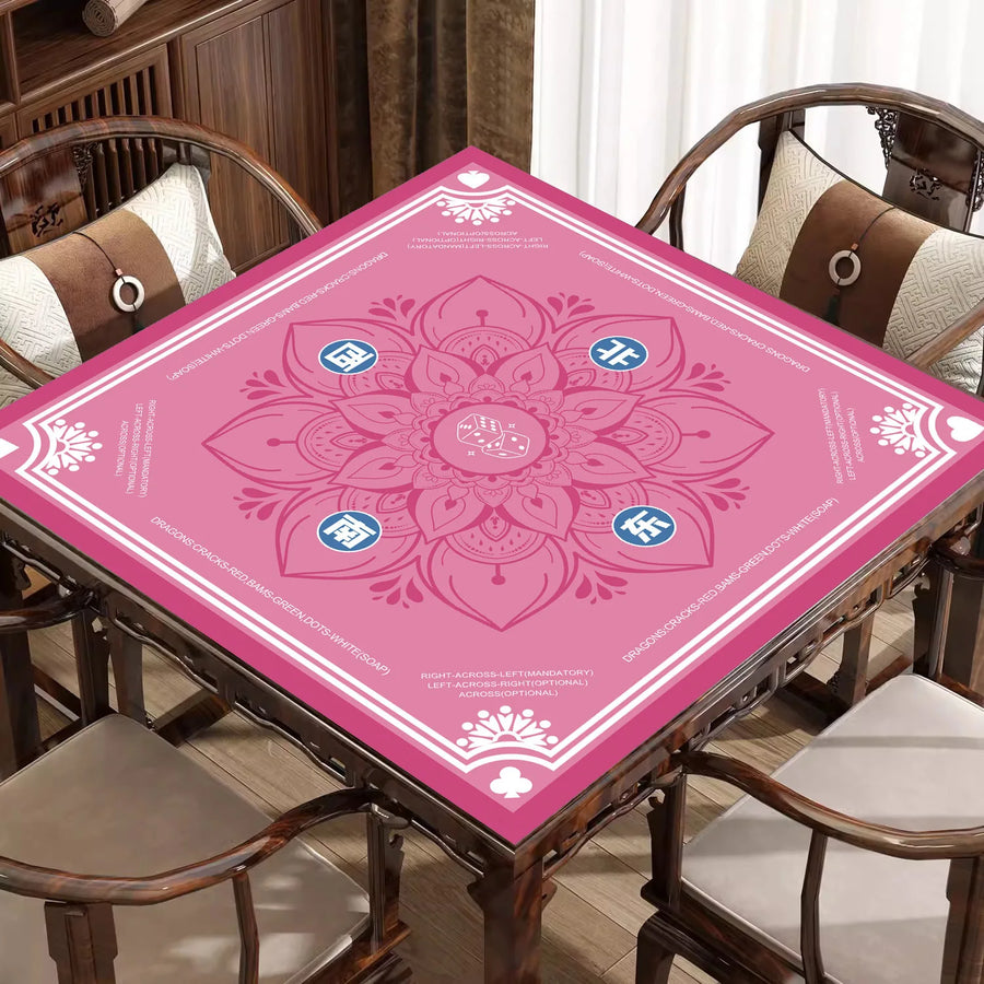 American Mahjong Mat, Thickened Rubber Tablecloth with Locked Edges, Easy Clean