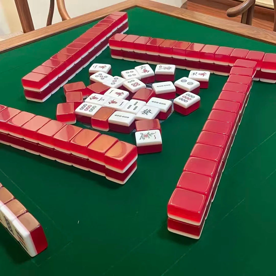 American Mahjong Set, Jelly Pink and Red Acrylic Tiles, Classic Style, view 6