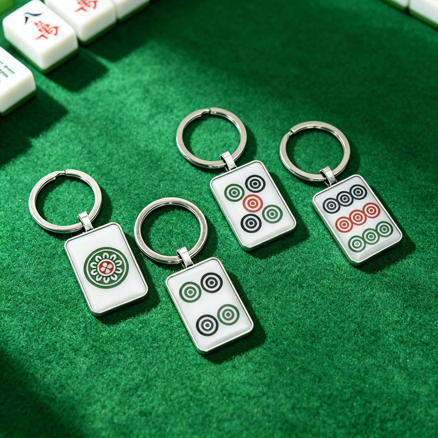 Mahjong Tile Keychain, Stainless Steel, Waterproof, for Bag or Backpack, view 4