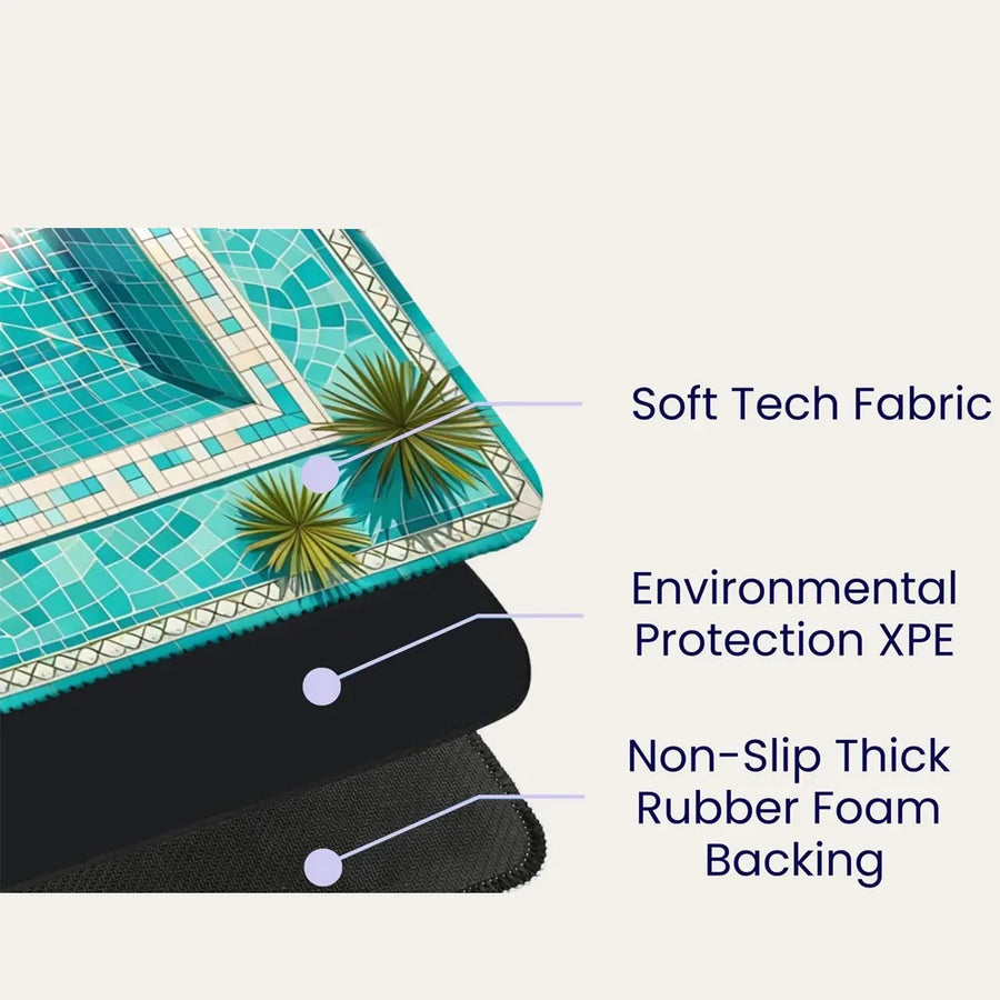 Mahjong Table Mat, 31.5 Inch Rubber, Non-Slip, Waterproof, Portable, Tropical Pool Design, view 3