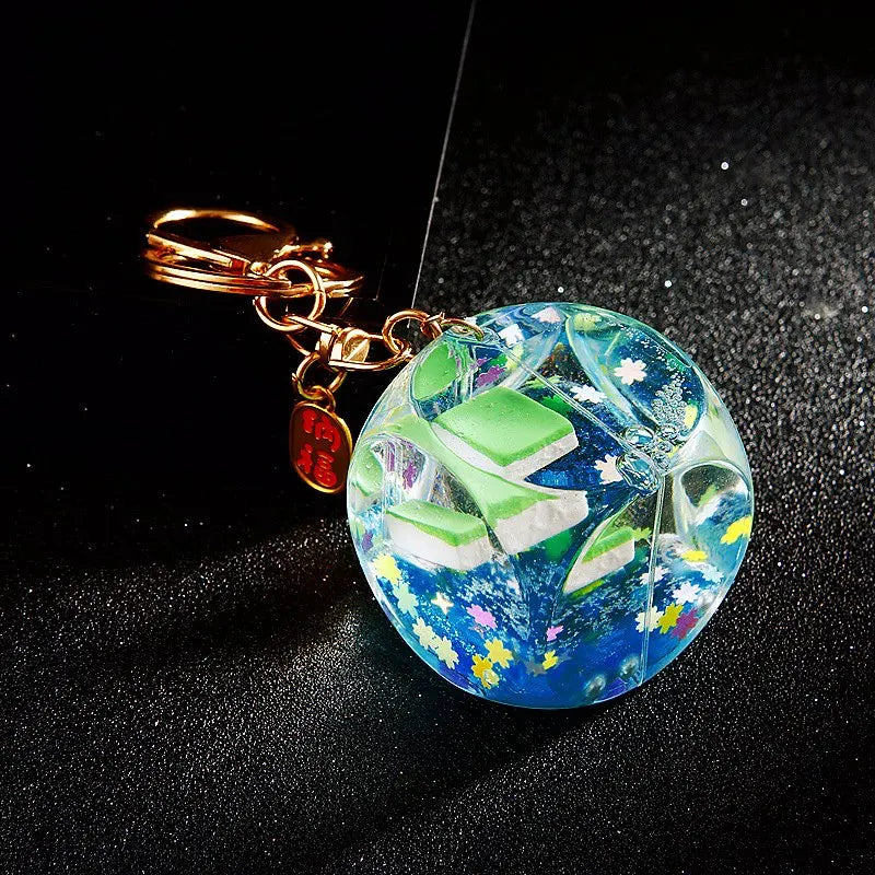 Mahjong Keychain, Acrylic Liquid Glitter Bag Charm, 10.5 x 4.5 x 4.5 cm, 5 Styles, view 10