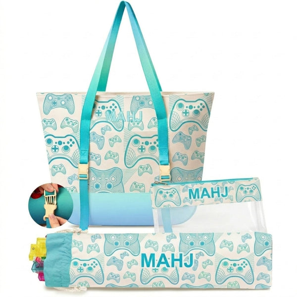 Mahjong Set, 166 Tiles, Canvas Tote Bag, Racks, Wind Indicator, Dice, Scoring Chips, Scorecard