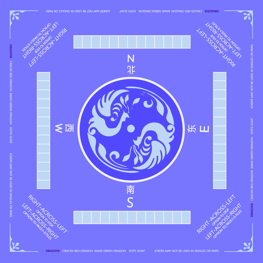 American Mahjong Mat, 31.5 x 31.5 Inch (80 cm) Rubber, Non-Slip, Stain Resistant, Blue Phoenix, view 2