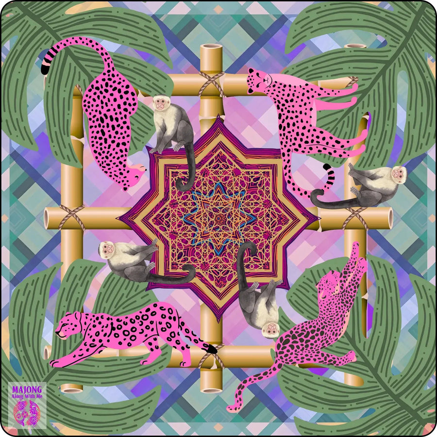 American Mahjong Mat for 4 Players, Foldable Non-Slip Rubber, Leopard Design, view 4