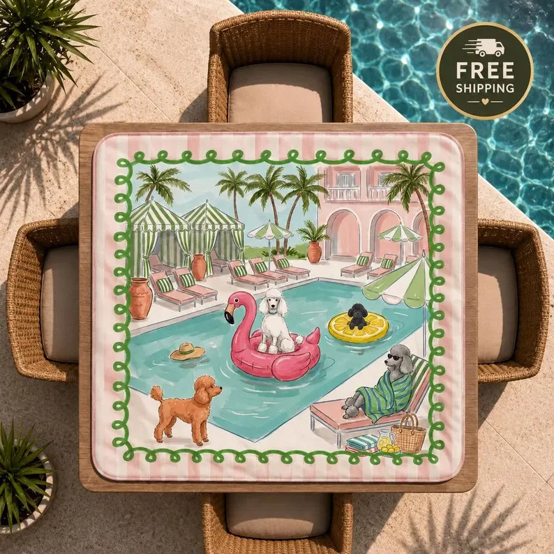 American Mahjong Mat with Carry Bag, Neoprene, Non-Slip, Noise Reducing, Forest Mushroom