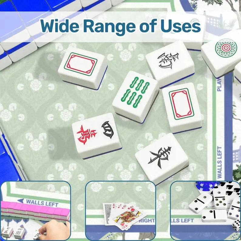 Mahjong Mat, 31.5 x 31.5 Inch Foldable Natural Rubber, Non-Slip, Noise Reducing, Waterproof, view 2