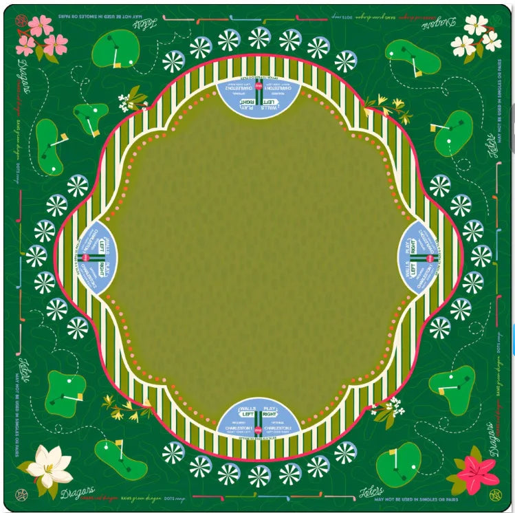 American Mahjong Mat, Rubber, Noise Reducing, Abstract Coral Sea Floral Pattern