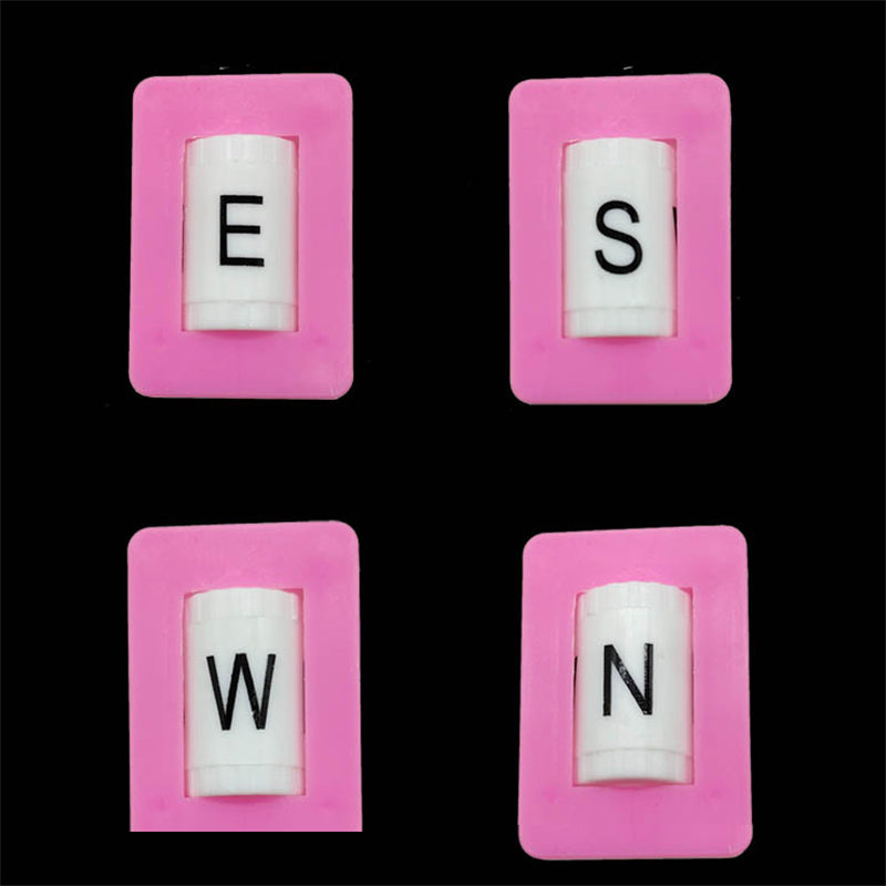 American Mahjong Wind Indicator, 43mm Plastic, English E S W N, Pink, view 2
