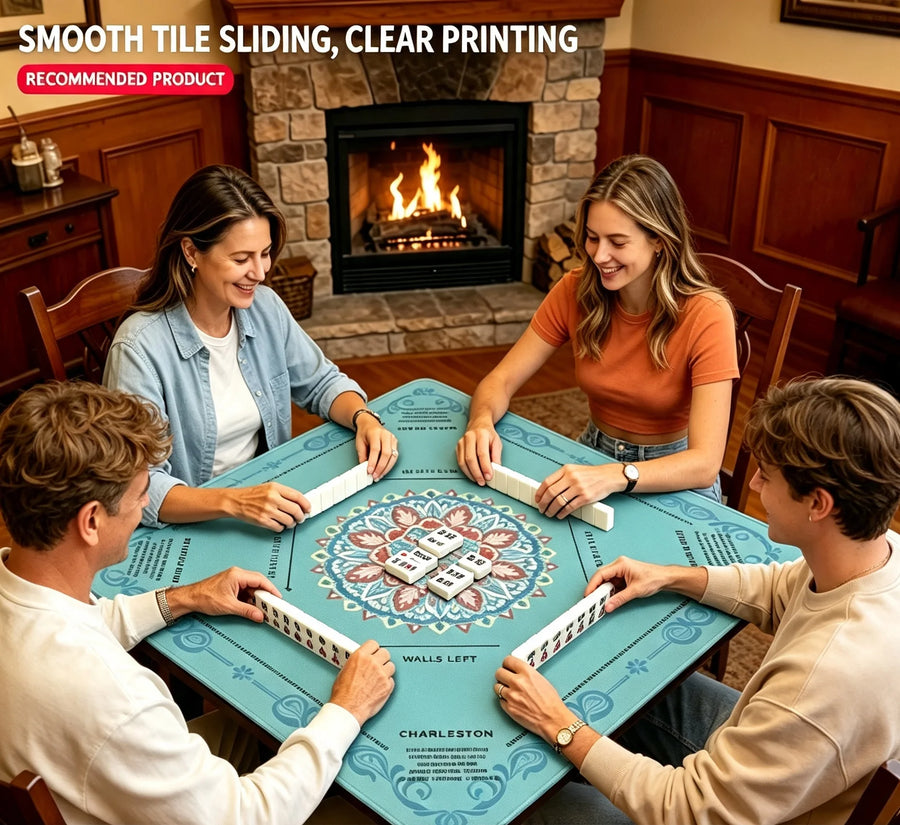 American Mahjong Mat, Square Rubber Table Cover, Non-Slip, Noise Reducing, view 5