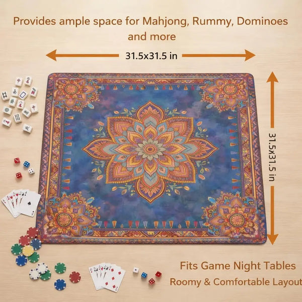 Mahjong Mat, 31.5 x 31.5 Inch Natural Rubber, Non-Slip Game Table Mat